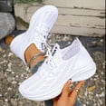 thumbnail image 6 of Women's Breathable Lace Up Running Shoes Lightweight Slip On Sneakers Comfortable Arch Support Non Slip Walking Shoes White Size 8.5, 6 of 9
