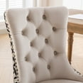 thumbnail image 5 of Set of 2 Classic Velvet Dining Chairs High-End Tufted, Solid Wood Frame, Upholstered Style with Sturdy Wood Legs, Nailhead Trim Ideal for Dining Room, Kitchen, Home Dining, Beige, Patterned, 5 of 9