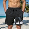 thumbnail image 2 of Stamzod Beach Shorts for Men Plam Print Summer Vacation Board Shorts Men's Casual Swimwear with Pocket Black S, 2 of 9