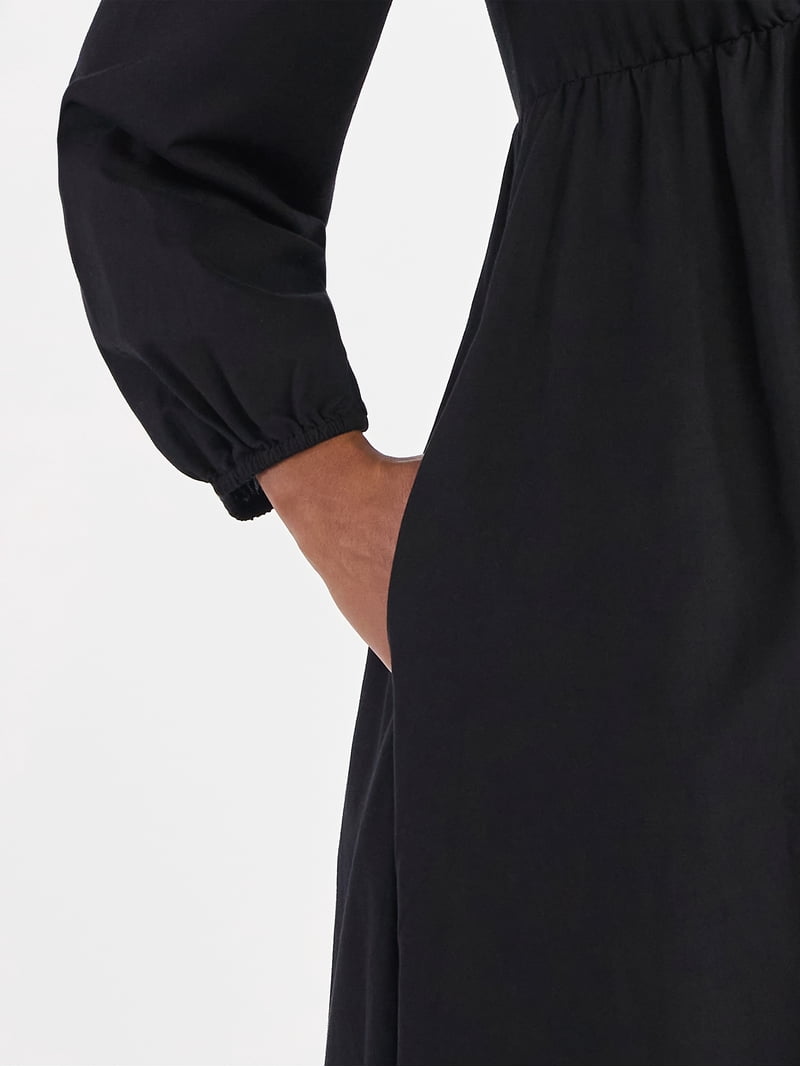 black dress walmart Petite Black Polka Dot Tulle A-Line Midi Dress main image 0