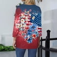 thumbnail image 4 of FrzhBrz 4th of July Shirt Women 3/4 Sleeve Crew Neck Patriotic US Flag Graphic Holiday Tee Tops Loose Fit Dressy Star Flower Print Independence Day Shirts, 4 of 5