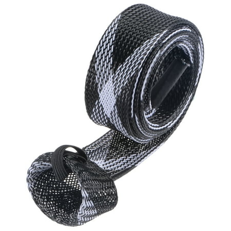 Uxcell 1.7m Black White Fishing Rod Sleeve Rod Sock Cover Braided Mesh Rod Protector 2 Pack