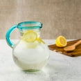 thumbnail image 2 of 10 Strawberry Street Aqua Rim Pitcher Handblown Mexican Glass, 2 of 4