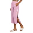thumbnail image 5 of Sweatpants Women's Solid Color Postoperative Rehabilitation Care Pants To Wear And Take Off Full Open Sides With Pockets Pants Pink S, 5 of 9