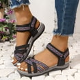 thumbnail image 4 of Rokment Ethnic Athletic Orthotic Walking Sandals for Women Bohemian Beach Comfortable Open Toe Ankle Strap Low Heel Dress Summer Shoes with Arch Support Black Size 6.5, 4 of 7