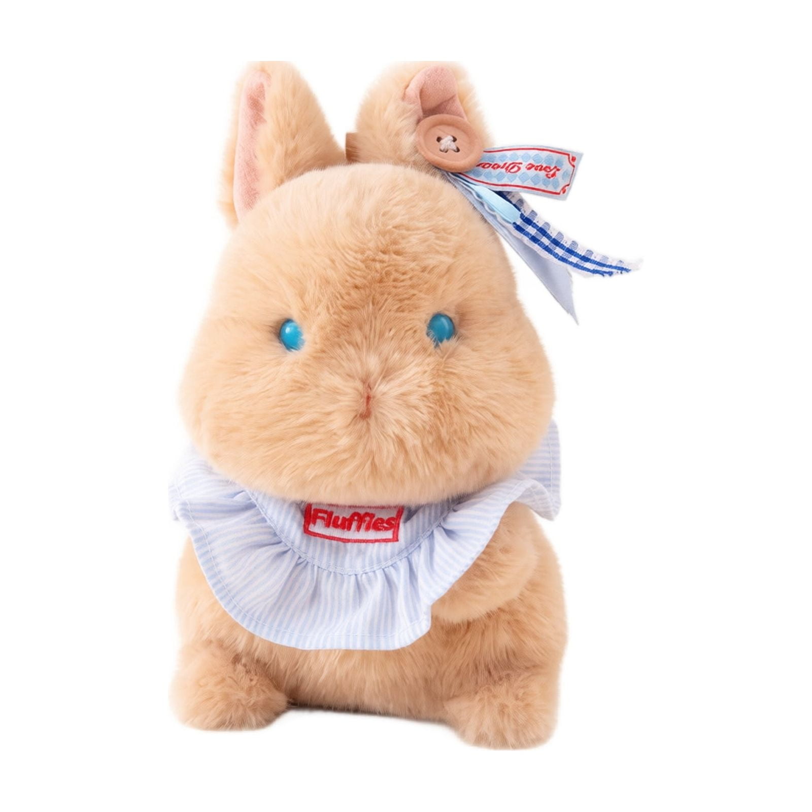 Cute Fluffy Bunny Stuffed Animals Plush Outfit Rabbit Plushie With Glasses Bow Bib & Star Decor Small Portable Sitting Toy Birthday Christmas Gift For Children and Girls A