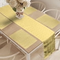 thumbnail image 2 of Ambesonne Yellow Table Runner & Placemats, Ornament Style, Placemat 4 pcs + Runner 12"x90", Marigold White, 2 of 2