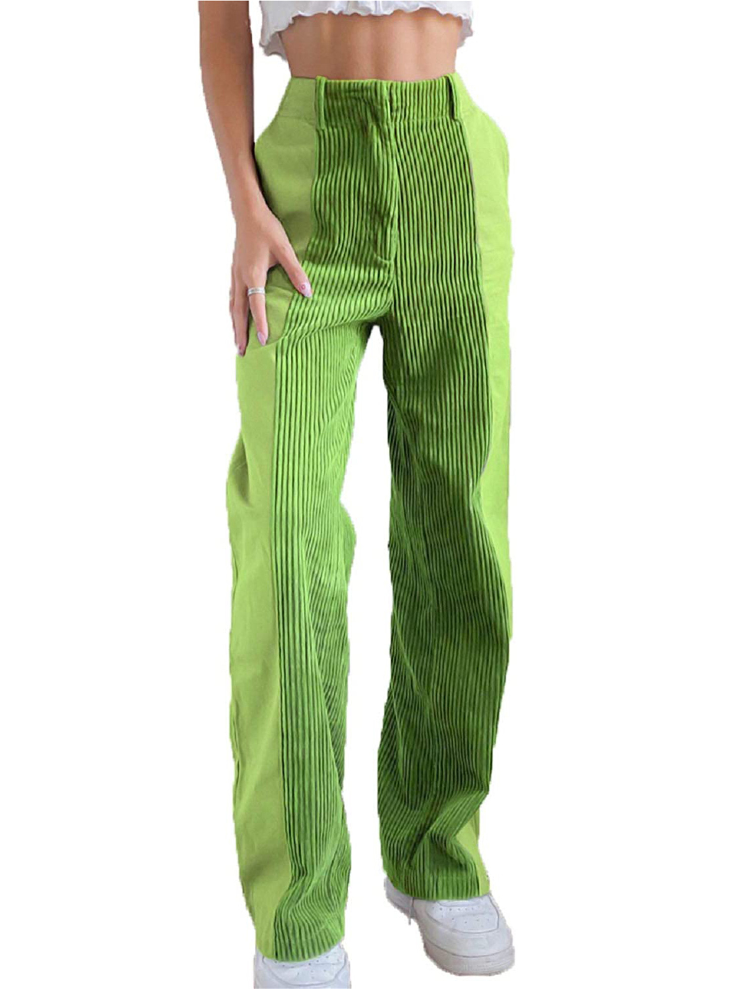 Patchwork Corduroy Straight Pants 