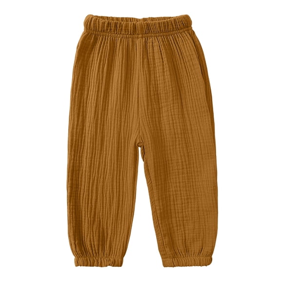 Hurxie Toddler Baby Girls Elastic Waist Pants Soft Harem Bloomers Summer Long Pants Brown,4 Years