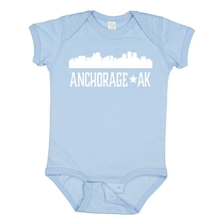 

Inktastic Anchorage Alaska Skyline Silhouette Travel Gift Baby Boy or Baby Girl Bodysuit