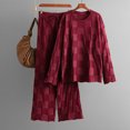 thumbnail image 2 of Enjoytime Fall Outfits for Women 2025 Solid Color Round Neck Long Sleeve Knitted Blouses Casual Pants Loungewear Vacation Fashion Clothes, 2 of 8