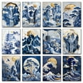 thumbnail image 2 of Retro Abstract Blue and White Porcelain Landscape Mountains and Rivers Canvas Printing Home Wall Decoration Frameless Painting50 x 70 cm, frameless,SKU-23, 2 of 7