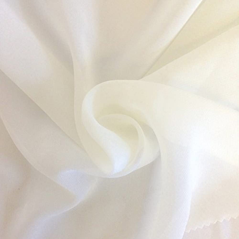 Off White100% Polyester Chiffon Fabric 58" Wide Sold By The Yard 
