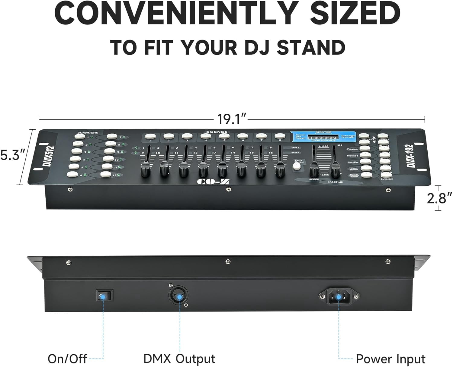 192 DMX 512 Stage DJ Light Controller Lighting Mixer Board Console for Light Shows, Party Disco Pub Night Club DJs KTV Bars and Moving Heads