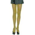 thumbnail image 2 of Mallas Leg Avenue de nailon a rayas para mujer, color negro y amarillo, 2 of 2