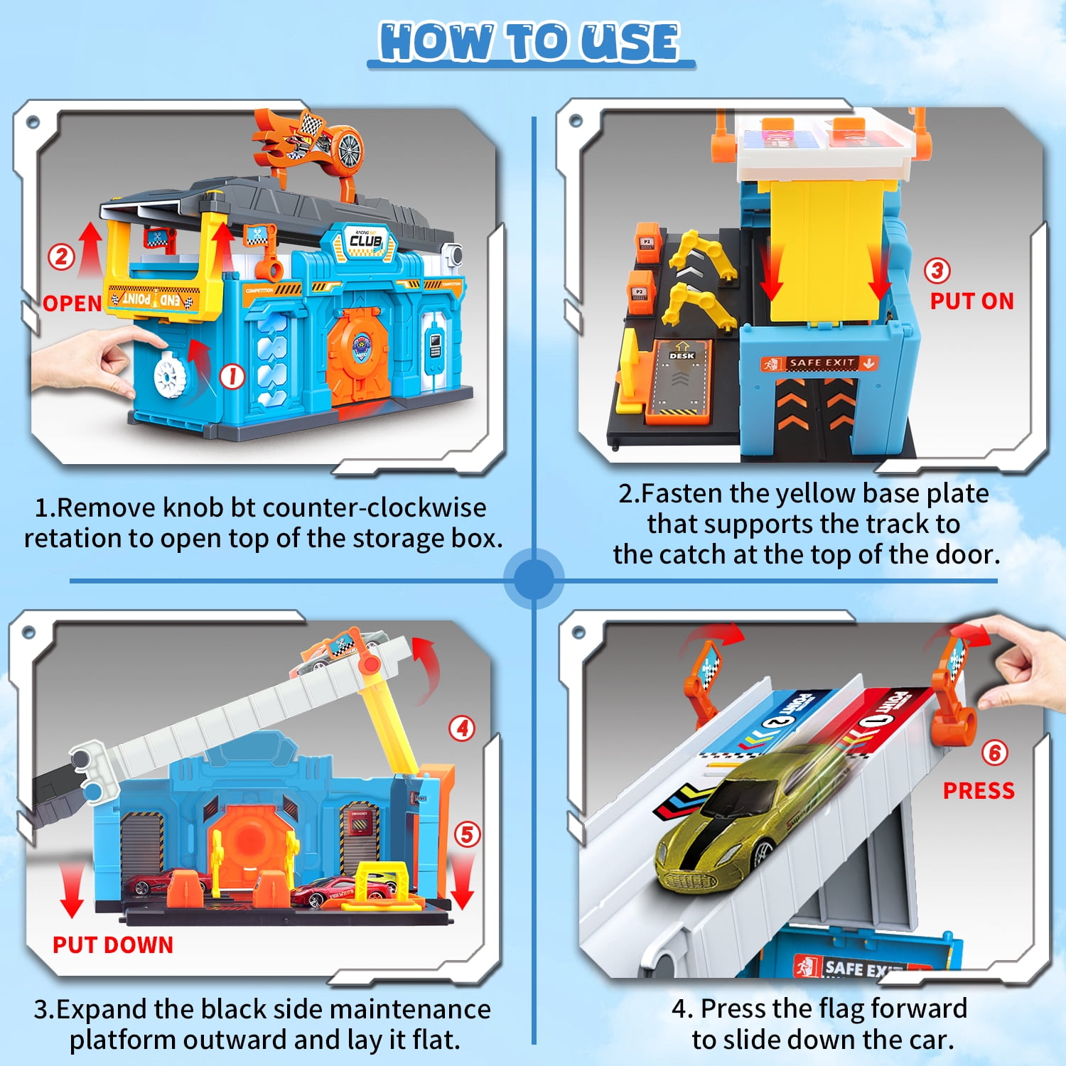 Race Tracks for Kids Ages 3-5 Racing Car Toys Set with 2 Layer Track 6 Alloy Race Cars for Toddlers Boys Best Birthday Xmas Gifts
