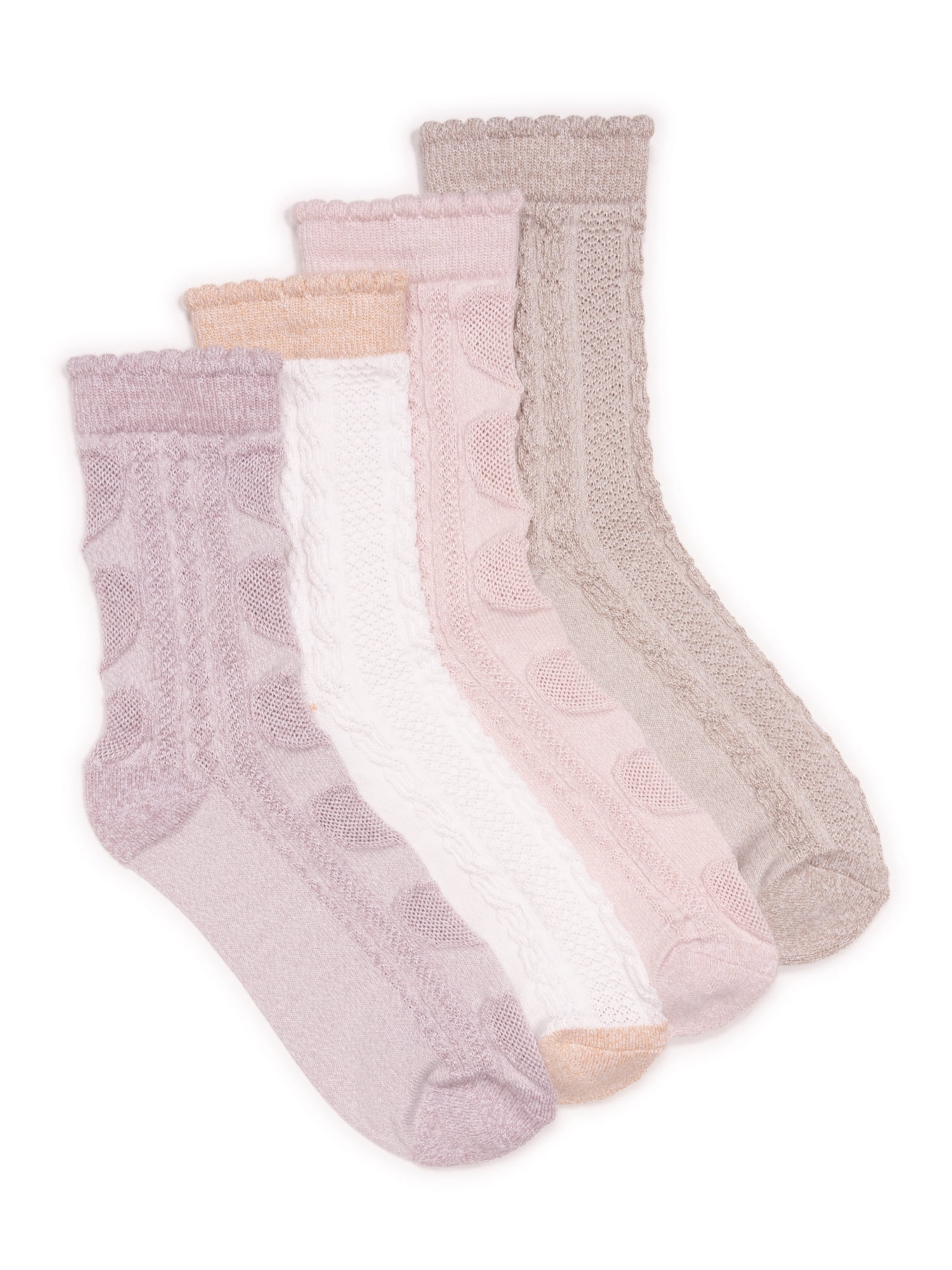 MUK LUKS Women's Dream Step Crew Socks, 4-Pack, OSFM
