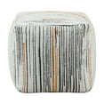 thumbnail image 2 of Modern Pouf Ottoman- Multicolor Vertical Striped Jacquard- 16 Inch, 2 of 6