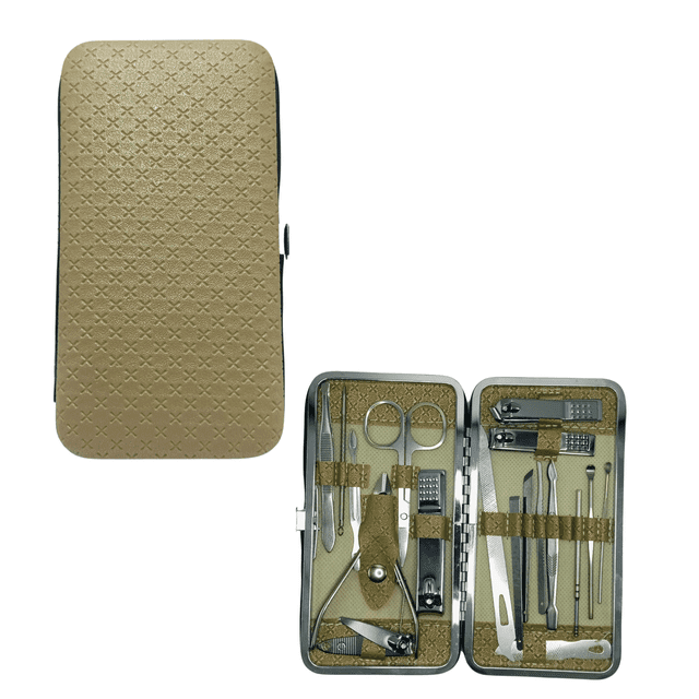 Set manicure pedicure acero inoxidable 19 piezas para uñas de manos y pies.