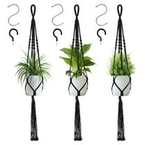 topjuju 3PCS Macrame Plant Hanger, Indoor Hanging Planter for Plants Holder with 6 Hooks, 4 Legs Structurally Stable Cotton Rope Hanging Plant Holder for Boho Home Decor