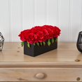 thumbnail image 5 of Docena De Rosas De Seda Casi Naturales En Macetero Rectangular De Cerámica, 5 of 5