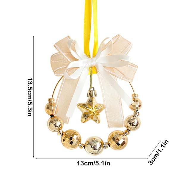 Árbol de Navidad, decoración de bodas de primavera, campanas, corona, lazo brillante con bola de espejos
