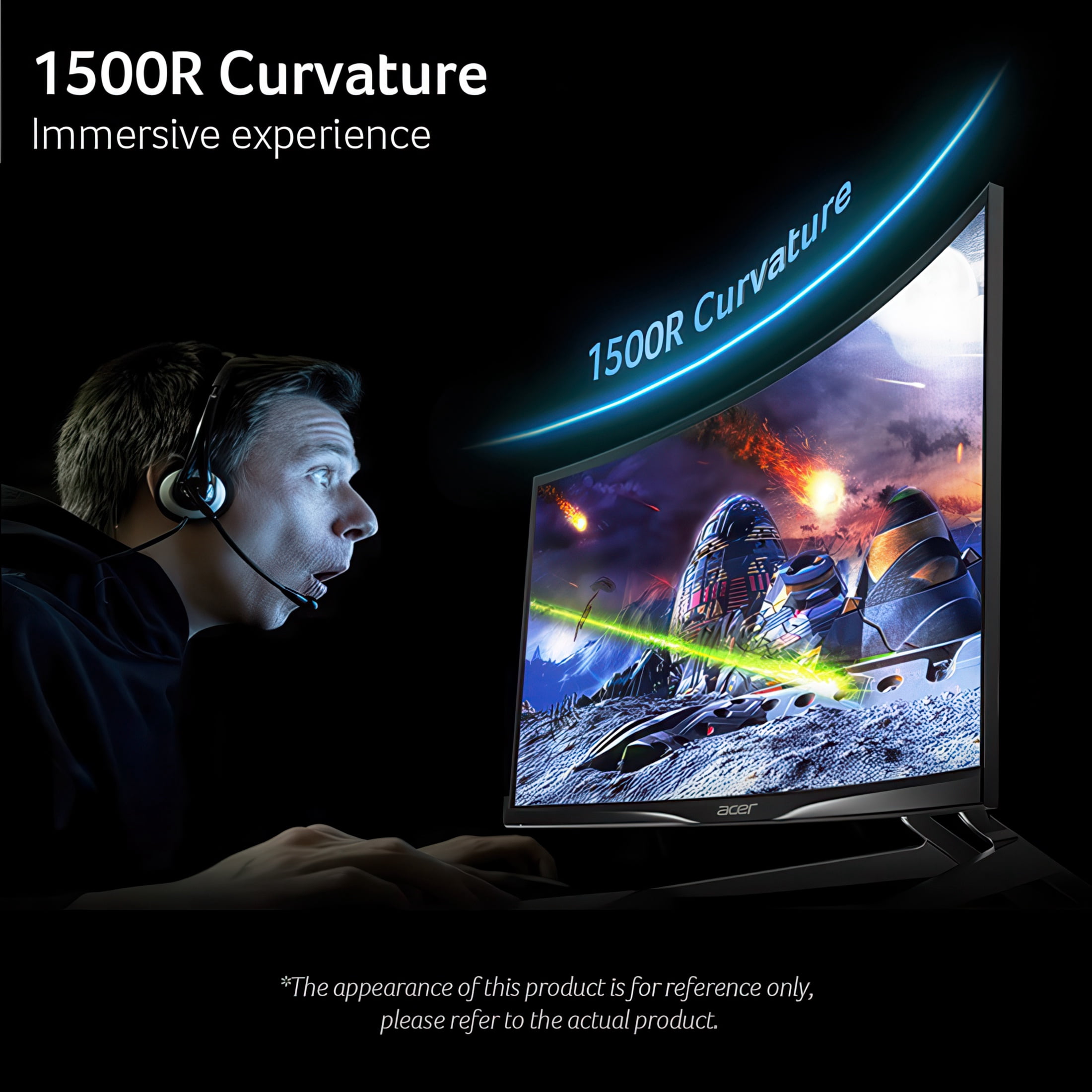 Acer Nitro 27" FHD (1920 x 1080) 1500R Curved Gaming Monitor, AMD FreeSync Premium Technology, 240Hz, 1ms (VRB), Black, ED270 W0biip