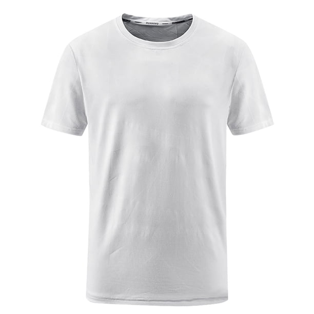 Camisetas Elvqul de Hombre Casual Manga Corta Liso Blanco Cuello Redondo