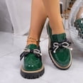 thumbnail image 2 of DeHolifer Women's Bowknot Thick Sole Loafers,Casual Round Toe Patent Leather Chunky Slip-on Shoes for Office Business Work, 2 of 8