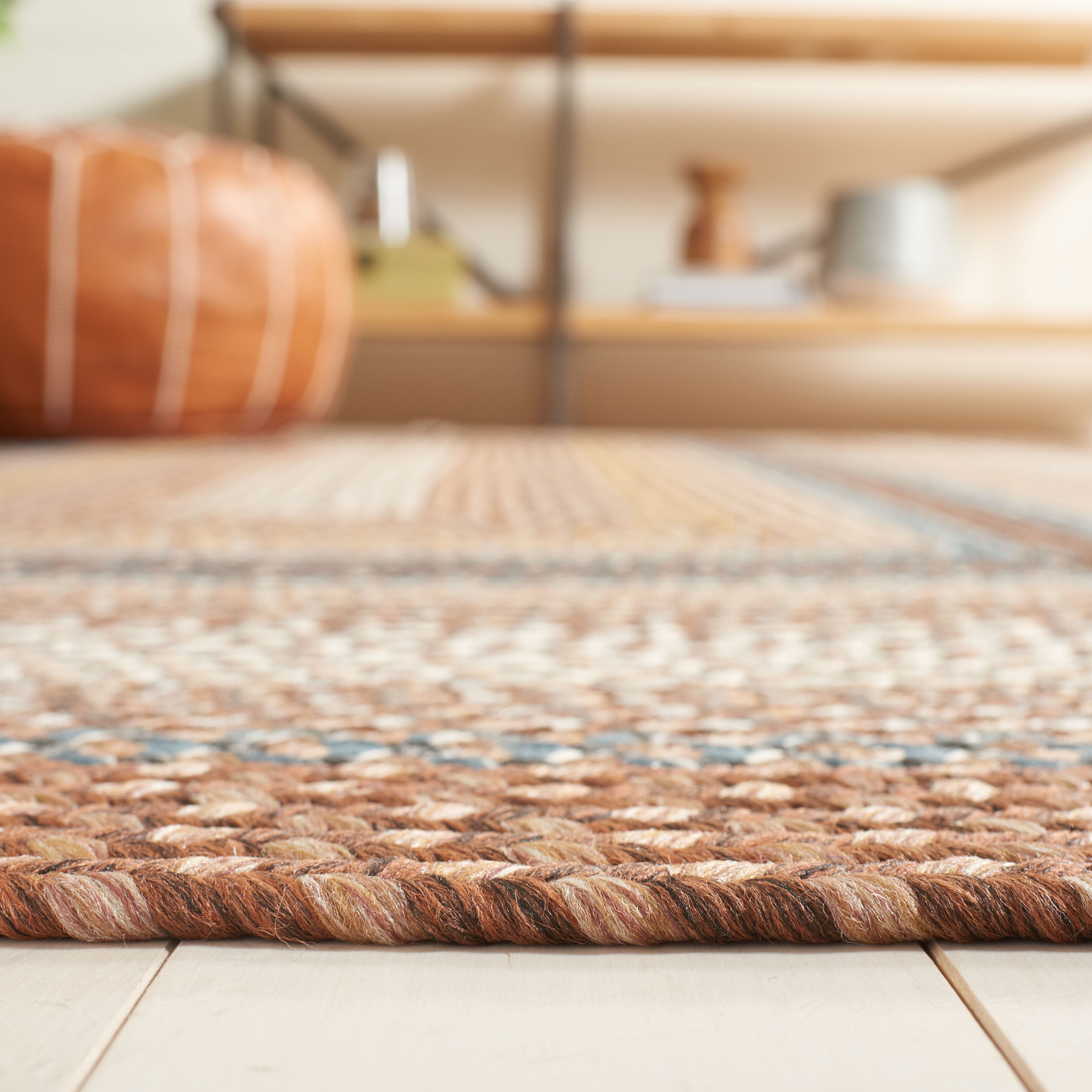 Safavieh Braided Angel Bordered Machine Washable Reversible Runner Rug, Brown/Multi, 2'3" x 16'
