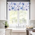 thumbnail image 3 of Purple Blue Kitchen Curtains and Valances Set, Gradient Flowers Pansy Watercolor Botanical Rod Pocket Window Valance 18 Inch Window Curtain Panels for Living Room Bedroom Laundry, 27.5x24in, 3 Pieces, 3 of 7