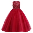 thumbnail image 2 of EGNMCR Vêtements pour Bébé Fille Robe Enfants Robe Sans Manches Princesse Nœud Papillon Dentelle Fleurs Robe en Tulle Robe Capitonnée, 2 of 6