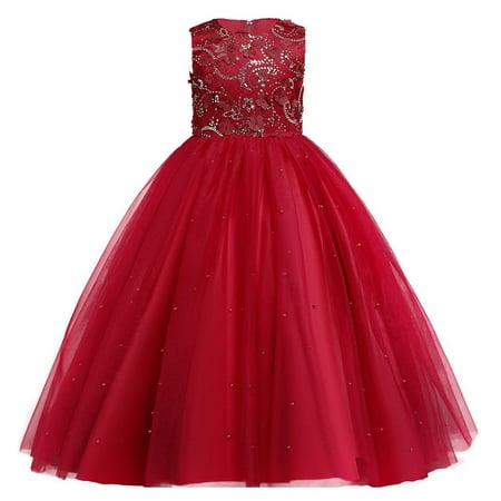 

Summer Savings Clearance! Edvintorg 3-12 Years Kids Dresses For Girls Sleeveless Bow Tie Lace Flowers Mesh Dress Princess Girl Summer Dress Party Pageant Dresses Vestido Infantil