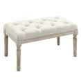thumbnail image 2 of HOMCOM 32" Vintage Ottoman, Tufted Foot Stool with Upholstered Seat, Rustic Wood Legs for Bedroom, Living Room, Beige, 2 of 9