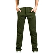 DEZSED Mens Casual Loose Straight-Leg Jeans Stretch Comfy Denim Jeans Pants Business Fallow Denim Trousers Army Green L