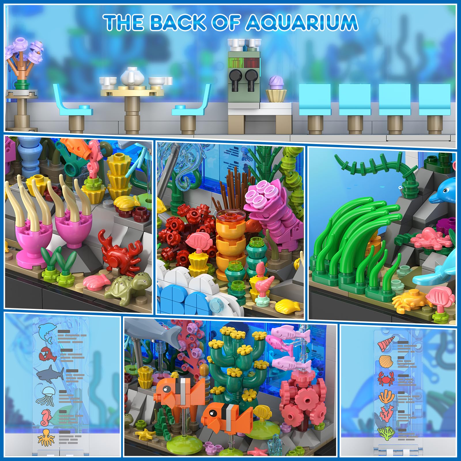 HOGOKIDS Aquarium Building Sets, 2-in-1 Pivoting Oceanarium Animals Construction Building Toys for Kids Aged 6-12
