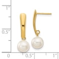 thumbnail image 3 of Primal Gold 14 Karat Yellow Gold 6-7mm White Round Freshwater Cultured Pearl Dangle Post Earrings, 3 of 5