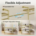 thumbnail image 4 of Timate F5 Expandable Wall Mounted Clothes Rack, Heavy Duty Industrial Pipe Closet System with 8 Shelves & 4 Hanger Rods (Fits 10'3"-12'3" Spaces),Gold, 4 of 5