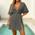 thumbnail image 4 of XiYing Robes Décontractées pour Femmes, Robe de Plage Décontractée Ample pour Femmes, Design à Taille Fluide à Manches Courtes avec Lien au Dos, Couvre-Bikini de Vacances, S-TTG,, 4 of 7