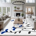 thumbnail image 4 of Area Rug for Living Room, Blue Flowers Non-Slip Indoor Large Carpet for Bedroom/Dining Room, Spring Modern Simple Botanical Floral Plants Washable Low-Profile Rectangle Floor Runner Rugs - 5 x 7 Ft, 4 of 7