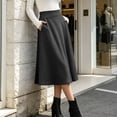 thumbnail image 5 of Lmueinov Plus Size Skirts for Women Casual Elastic High Waist Midi Skirt with Pockets Solid Color Flowy Work Office Fall Winter Skirts S-3XL, 5 of 7