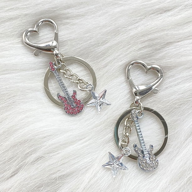 Llavero con forma de estrella de cinco puntas y diseño de guitarra estilo fresco y dulce de Spice Girl del milenio, colgante de bolso retro de nicho Y2K, accesorios en lote