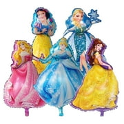 5PCS Princess birthday party balloon 36 inch girls Favorite princess Balloons Belle Balloons Cinderella Balloons Elsa Balloons Sleeping Beauty Balloons Aurora Snow White Balloons