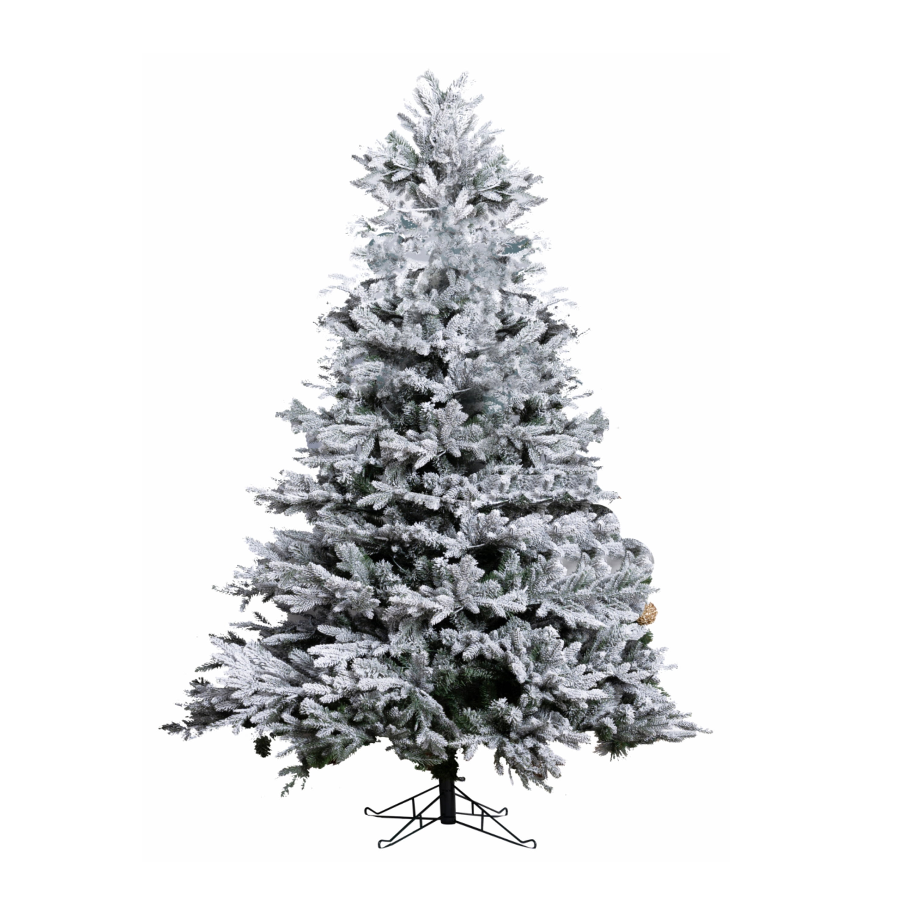 7 ft Snow-Flocked Artificial Christmas Tree with Green Metal Stand, White