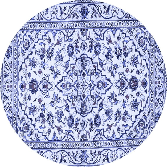 Ahgly Company Machine Washable Indoor Round Persian Blue Traditional Area Rugs, 4' Round