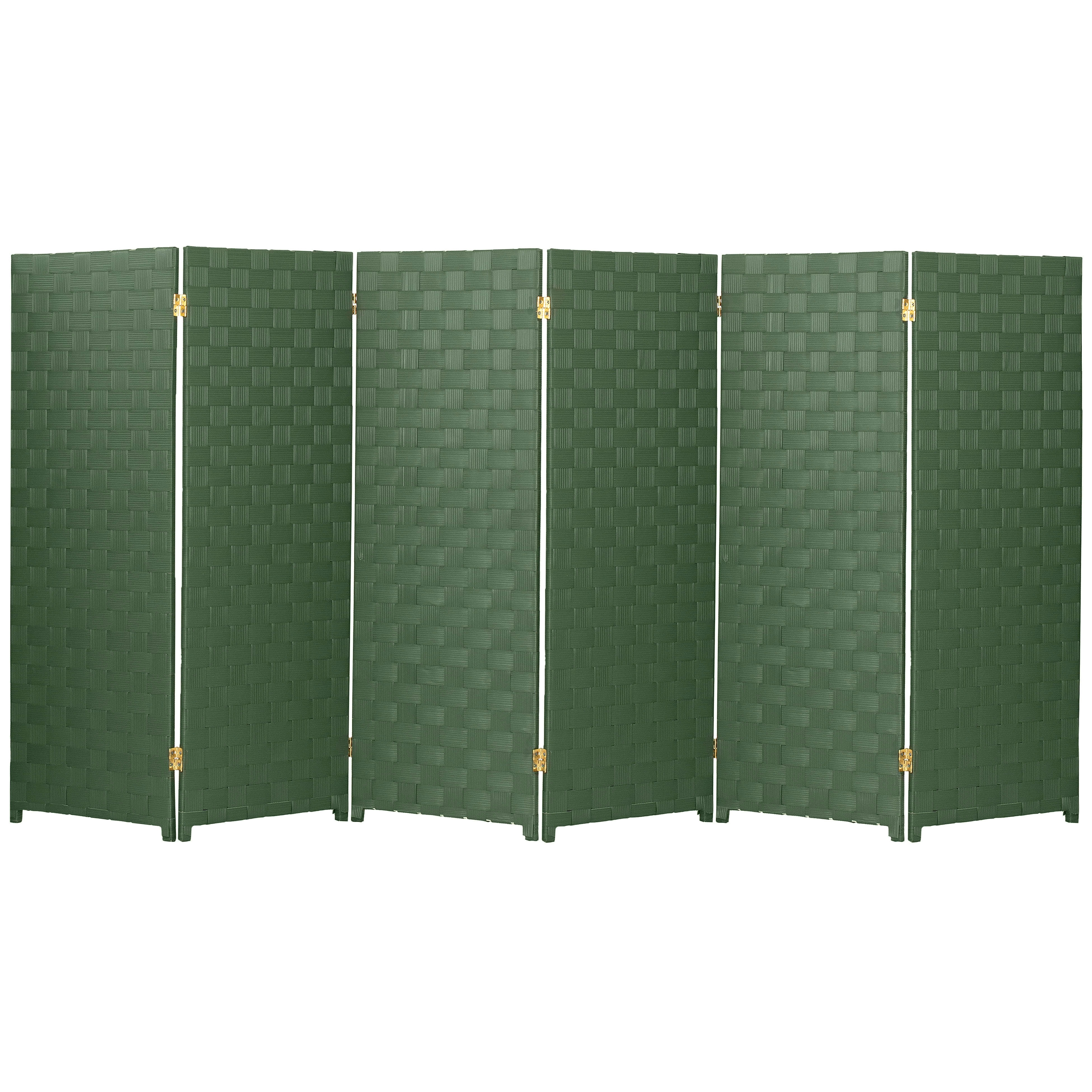Red Lantern 4 ft. Short Woven Fiber Outdoor All Weather Folding Screen - 6 Panel - Green
