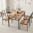 thumbnail image 2 of 5-Piece Industrial Modern Dining Set Dining Table Set for 4, Space-Saving Table & 4 Chairs for Small Spaces, 2 of 5