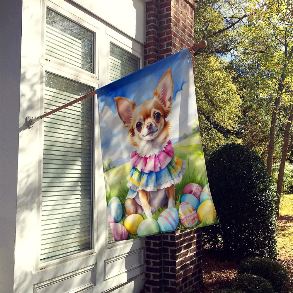 Chihuahua Easter Egg Hunt House Flag 28 in x 40 in