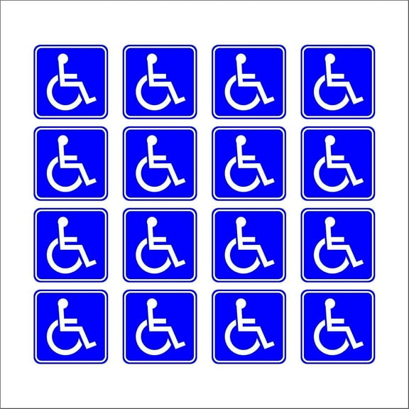 Disabled Handicap Wheelchair Symbol Blue Set of 16 - Handicapped - Window Bumper Laptop Stickers