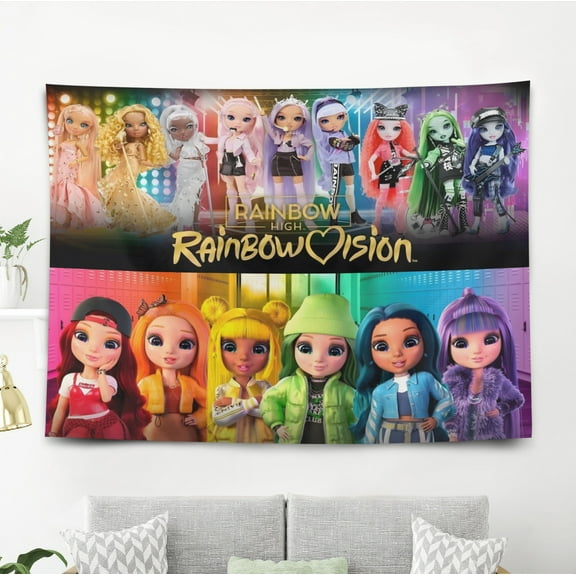 Rainbow High Tapestry for Teen Girls Bedroom Aesthetic Wall Hanging Art Poster for Kids Living Room College Dorm Home Decor Arts, 60 x 40 inch